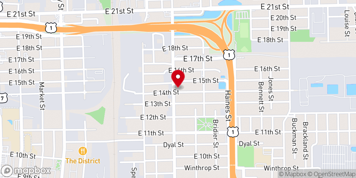 Map showing location of Eastside Church of God