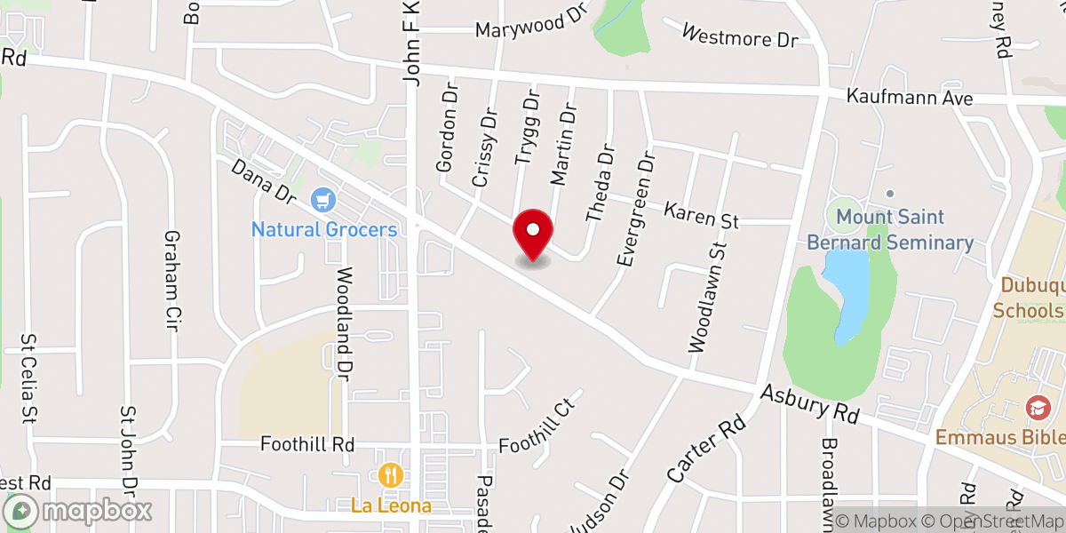 Map showing location of St. Peter Lutheran Church