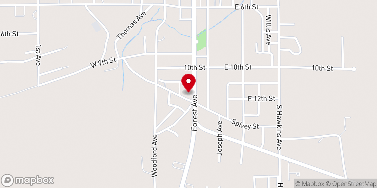 Map showing location of Luverne First Assembly of God Church