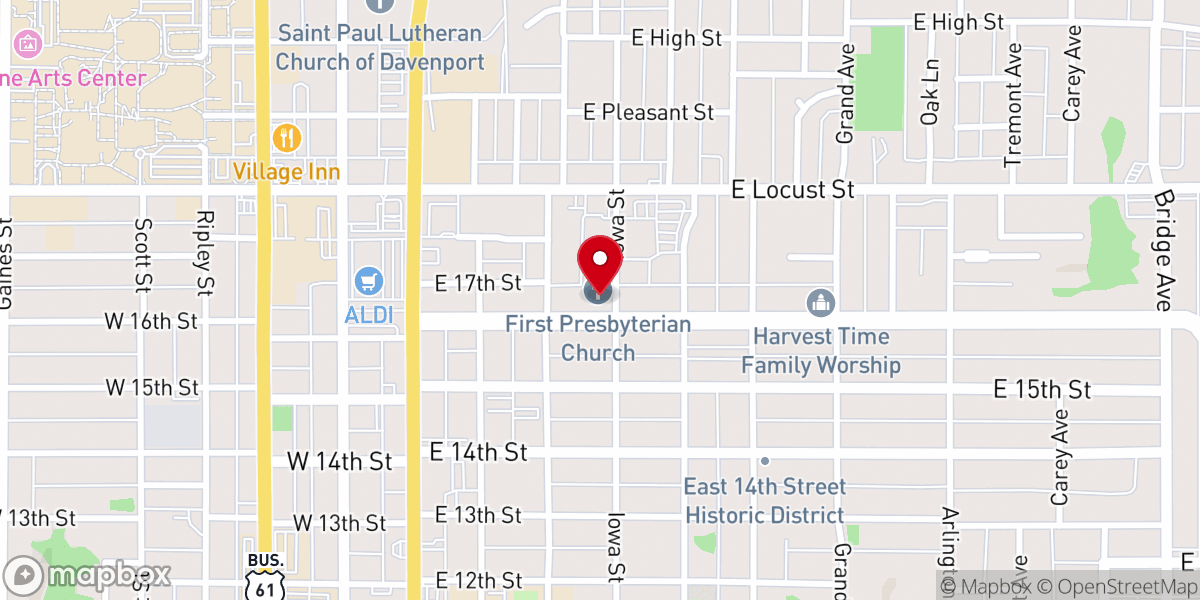 Map showing location of First Presbyterian Church