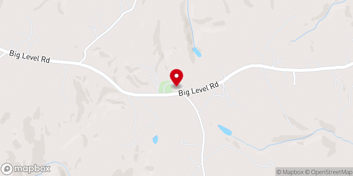 Map showing location of Big Level Baptist Church