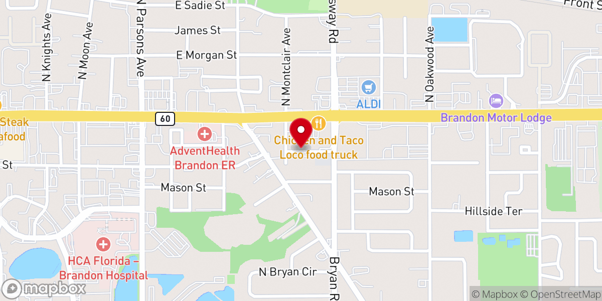 Map showing location of Brandon Heights Baptist Church