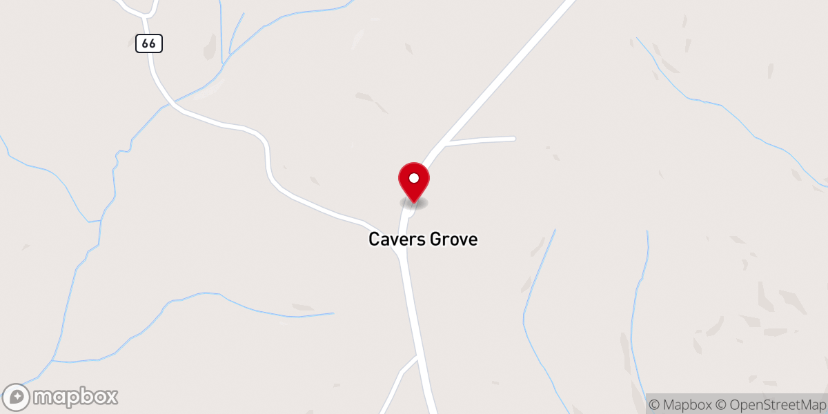Map showing location of Cavers Grove Church