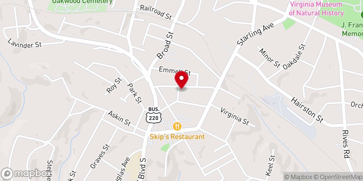Map showing location of Spring Street Baptist Church