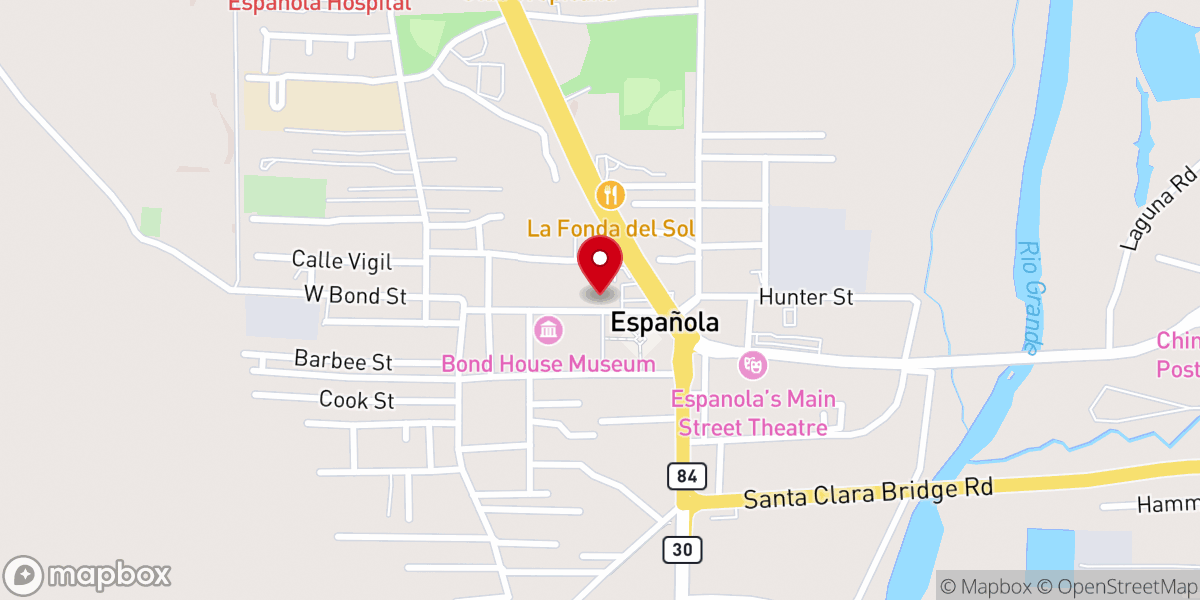 Map showing location of Española Bilingual SDA Church