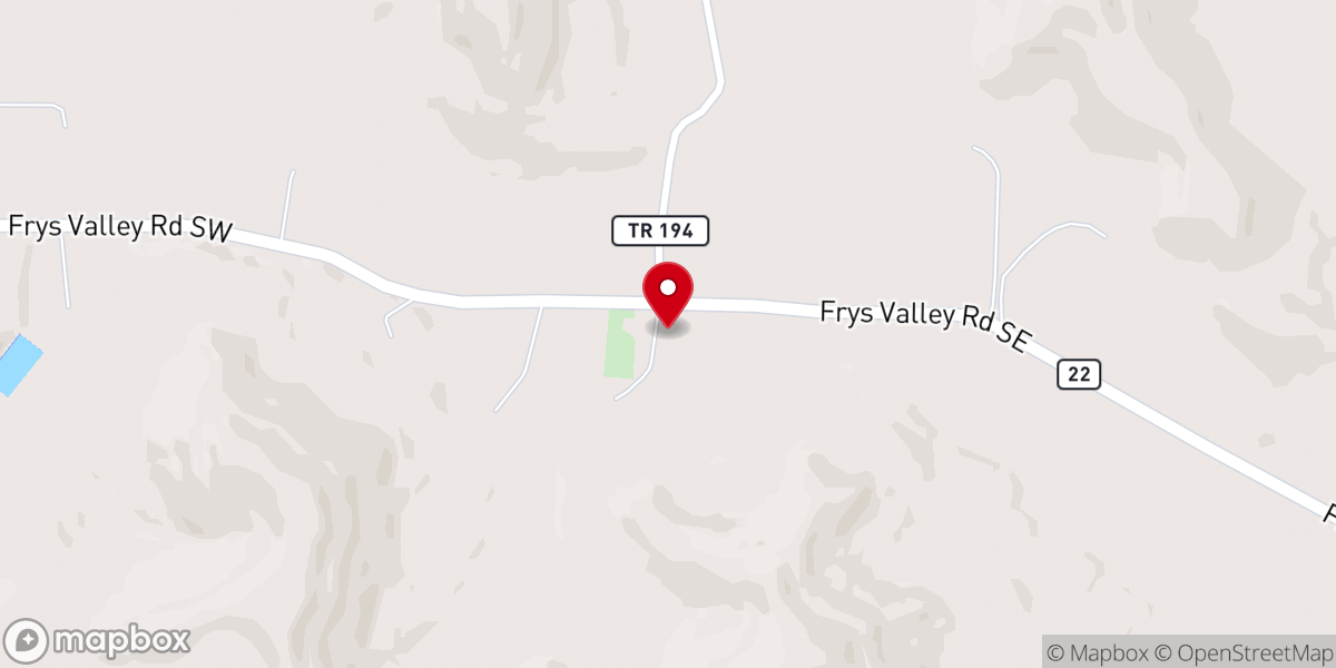 Map showing location of Fry's Valley Moravian Church