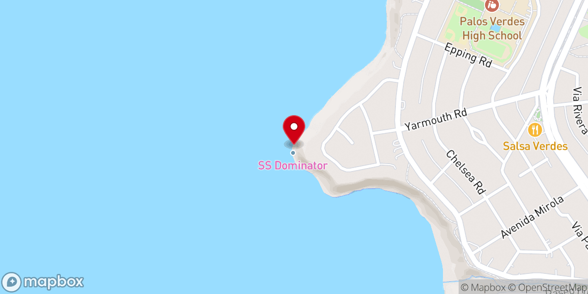 Map showing location of SS Dominator Shipwreck