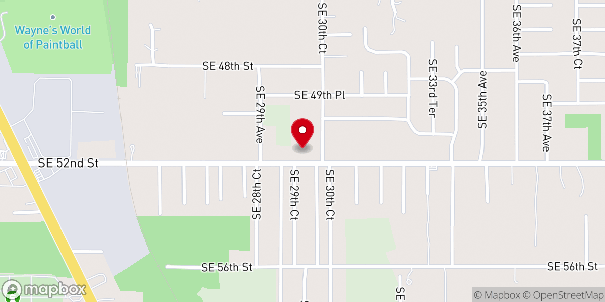 Map showing location of South Ocala Baptist Church