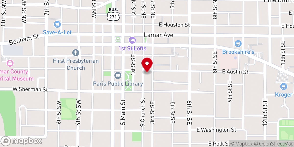 Map showing location of Central Presbyterian Church