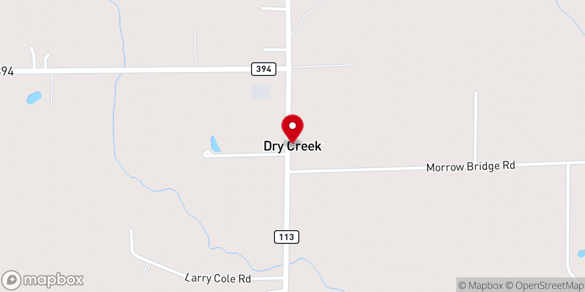 Map showing location of Dry Creek