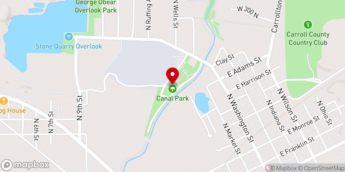 Map showing location of Wabash & Erie Canal Park