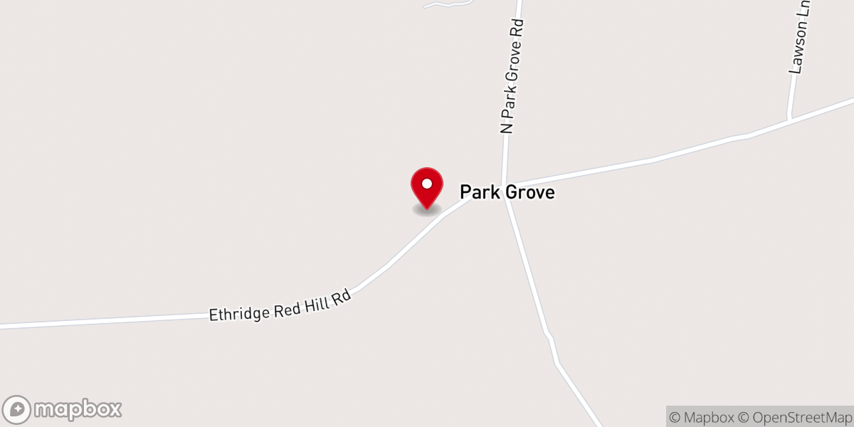 Map showing location of Park Grove Baptist Church