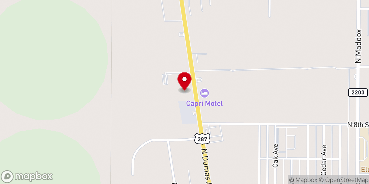 Map showing location of The Cross Church - Dumas, TX