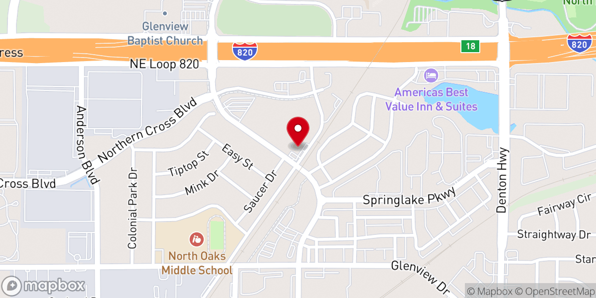 Map showing location of Beacon Baptist Church