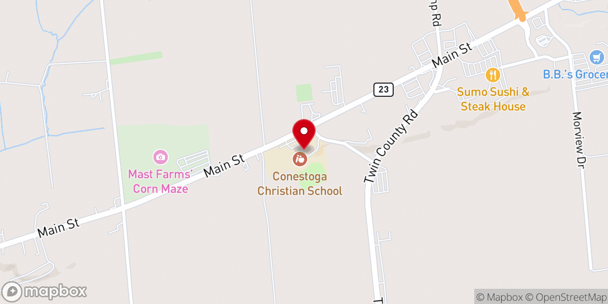 Map showing location of Conestoga Christian School