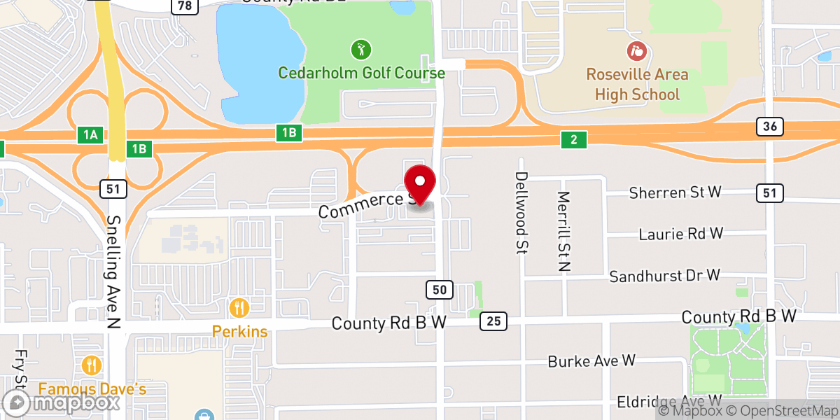 Map showing location of Roseville Memorial Chapel