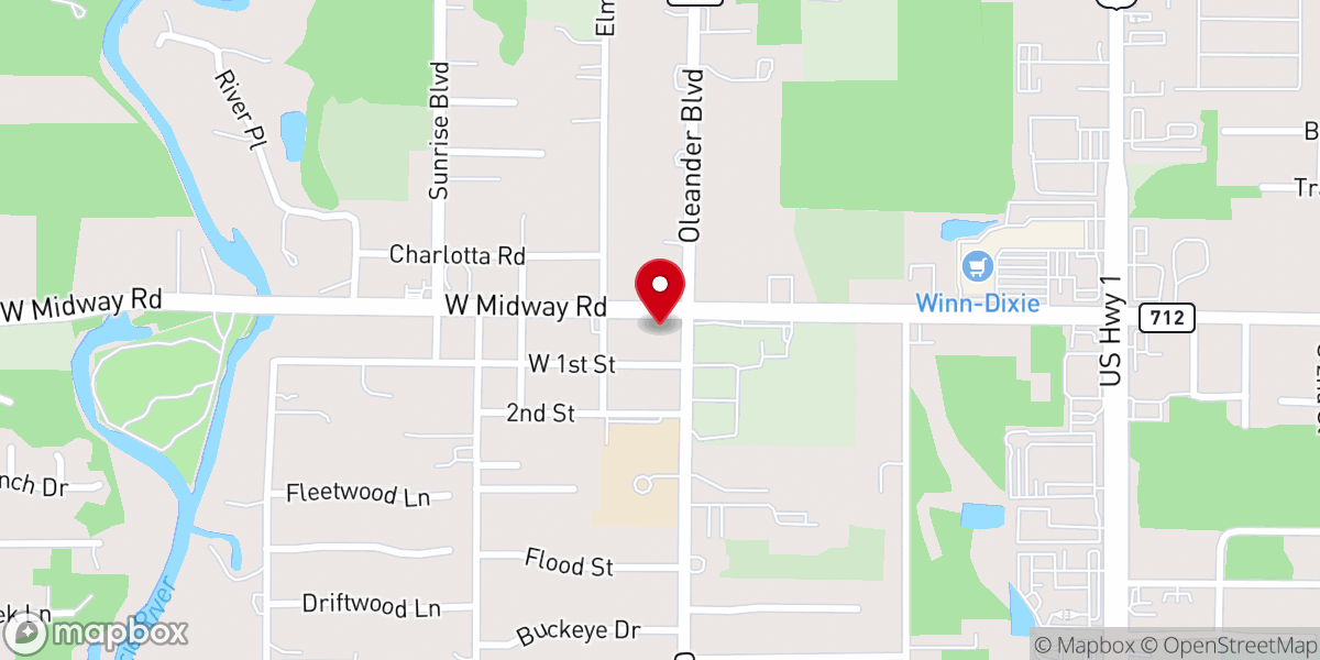 Map showing location of First Baptist Church of White City