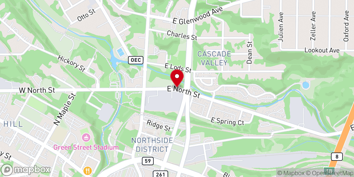 Map showing location of Elizabeth Baptist Church