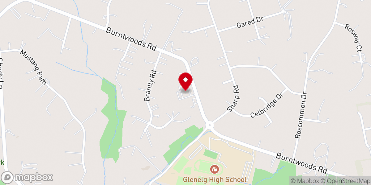 Map showing location of Burntwoods Church