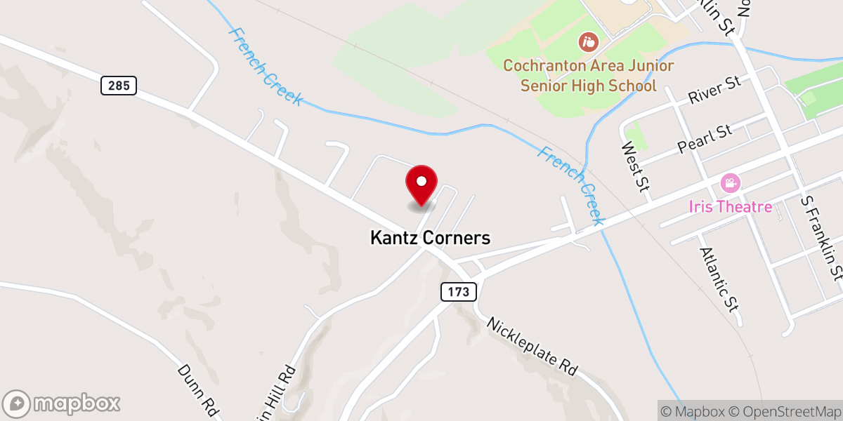 Map showing location of Cochranton Community Church