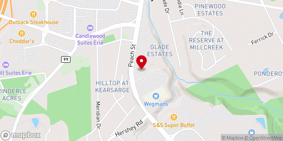 Map showing location of Family Church Erie