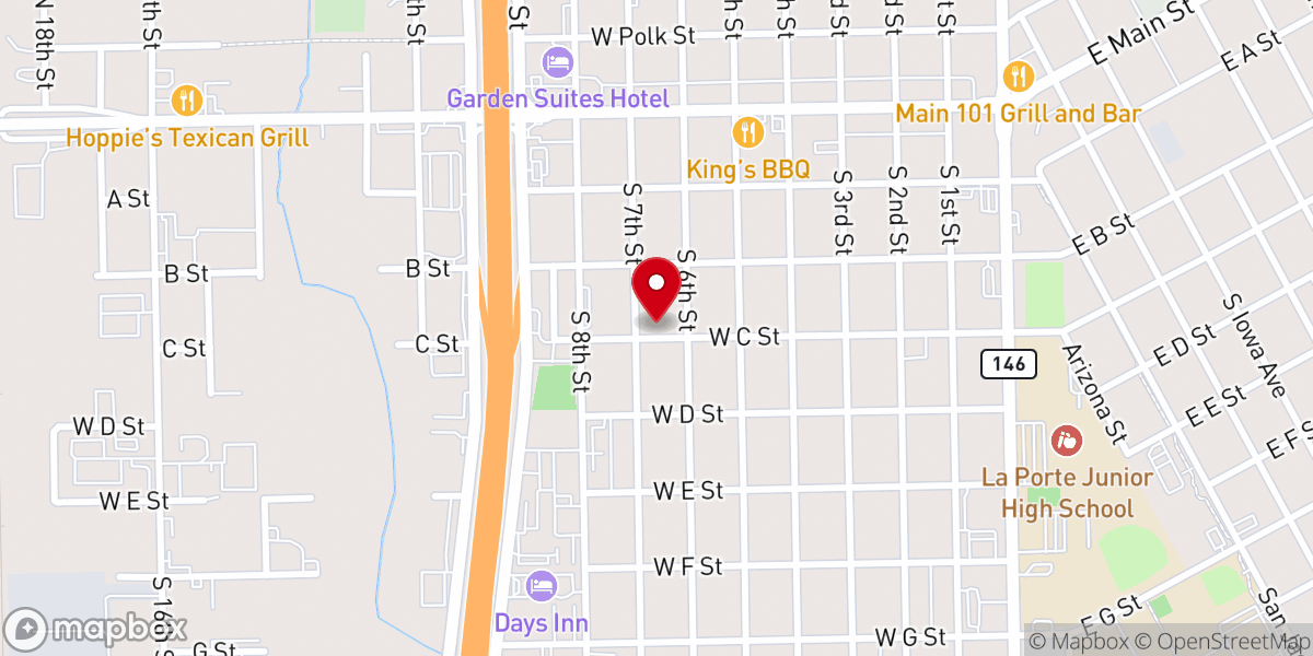 Map showing location of La Porte River of God Church