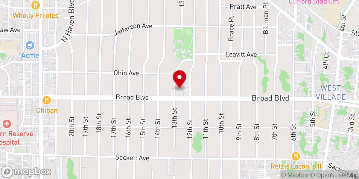 Map showing location of Bethany United Church of Christ