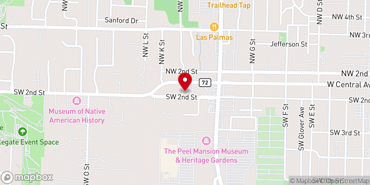 Map showing location of Radiant Life Church