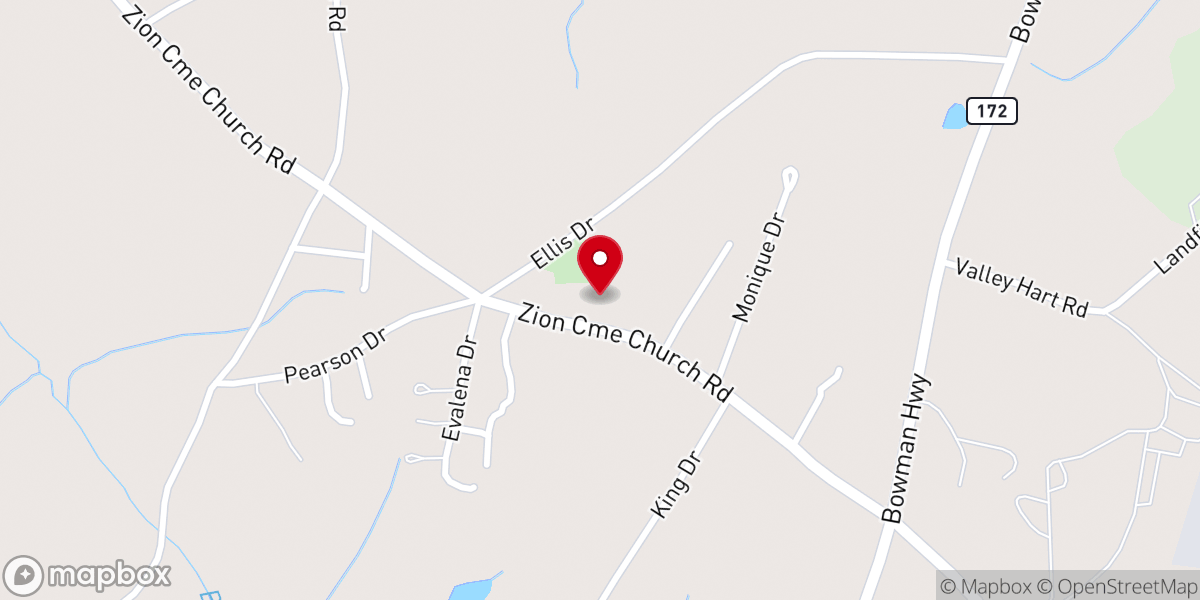 Map showing location of Zion Church