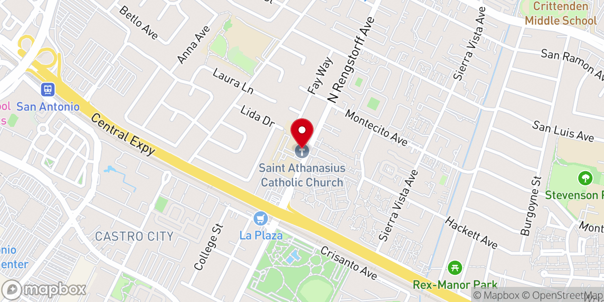 Map showing location of Saint Athanasius Catholic Church