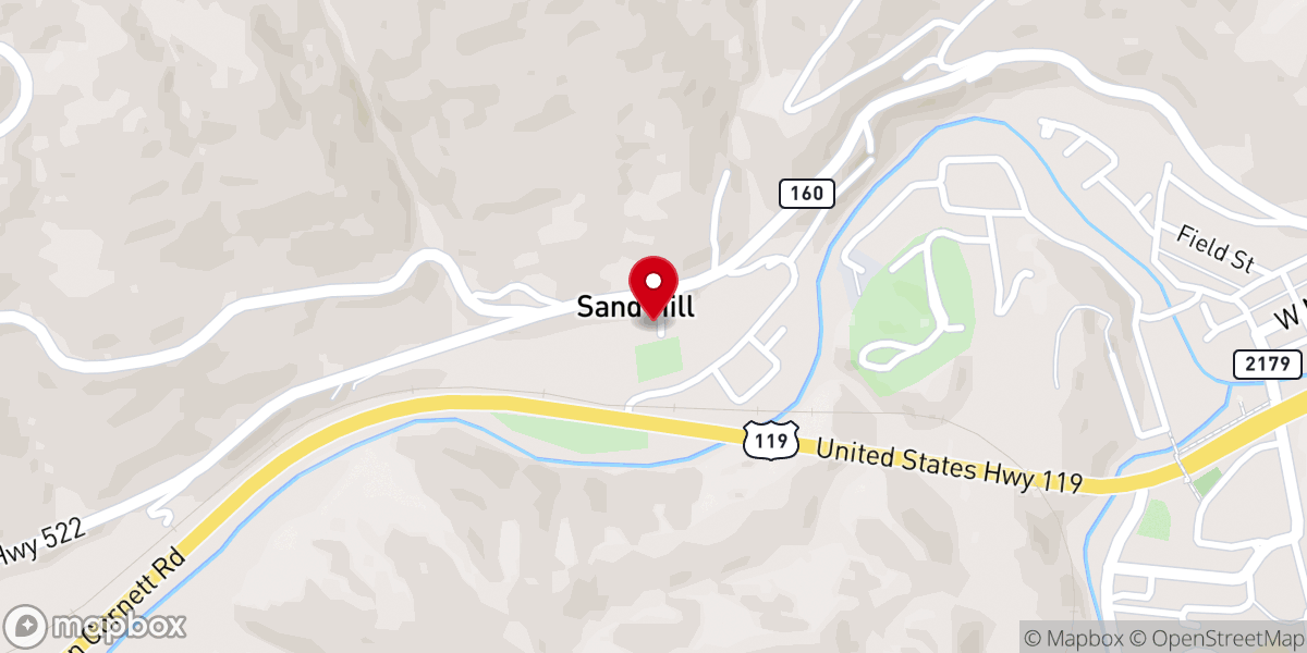 Map showing location of Sand Hill Baptist Church