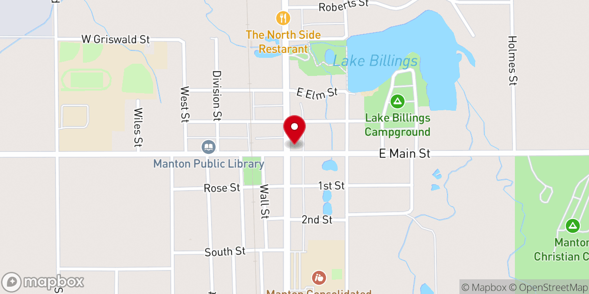 Map showing location of United Methodist Church-Manton