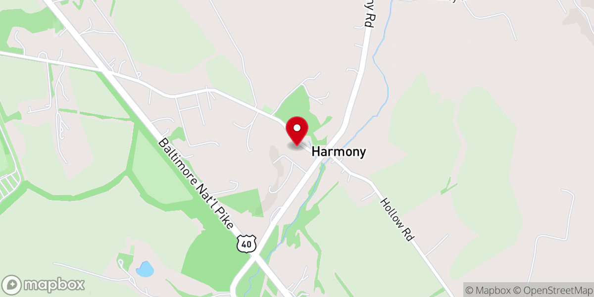 Map showing location of Harmony Community Lutheran Church