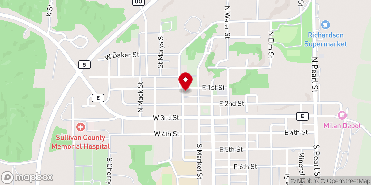 Map showing location of United Methodist Church