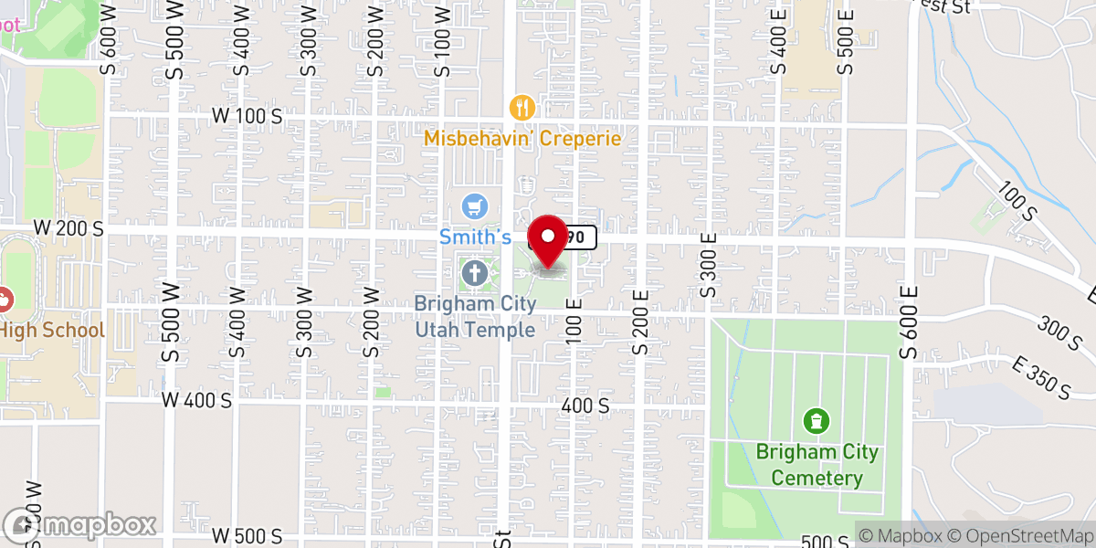Map showing location of Box Elder Tabernacle