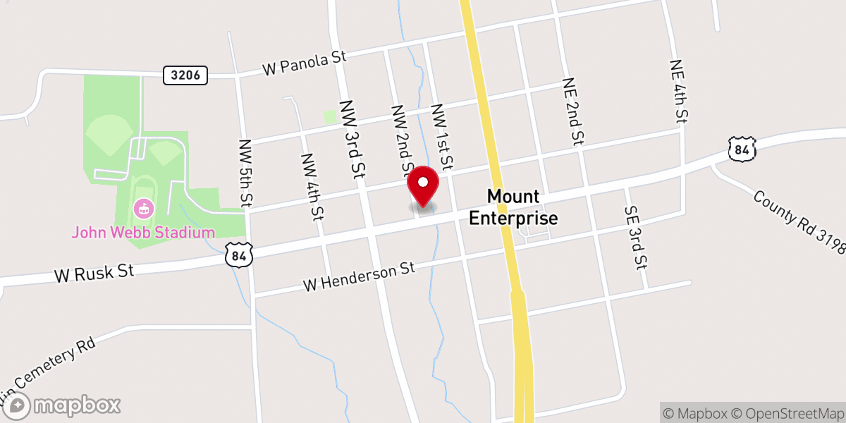 Map showing location of Mt. Enterprise Methodist Church