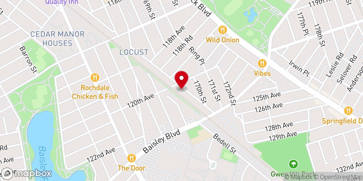 Map showing location of Merrick Park Baptist Church