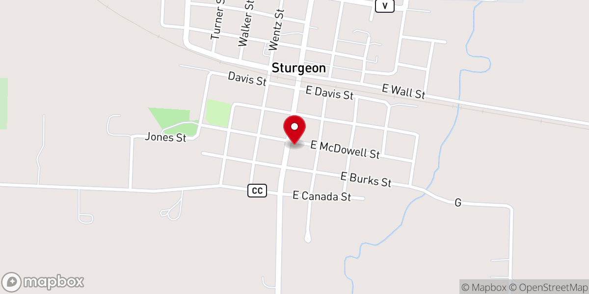 Map showing location of Sturgeon Baptist Church