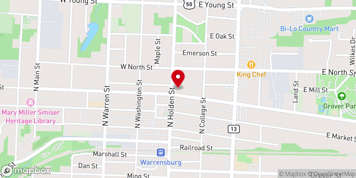 Map showing location of First Christian Church