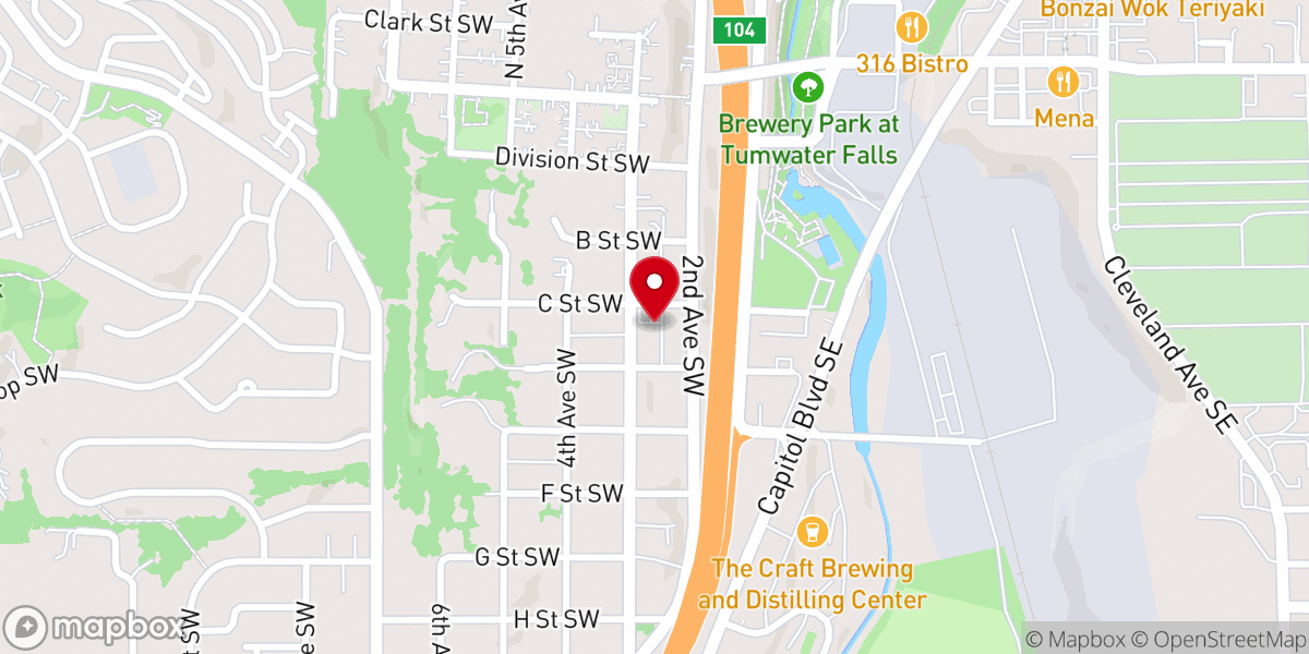 Map showing location of South Sound Foursquare Church
