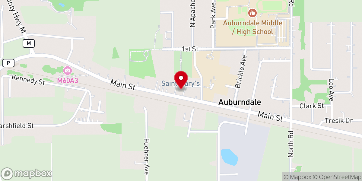Map showing location of St Mary's Catholic Church