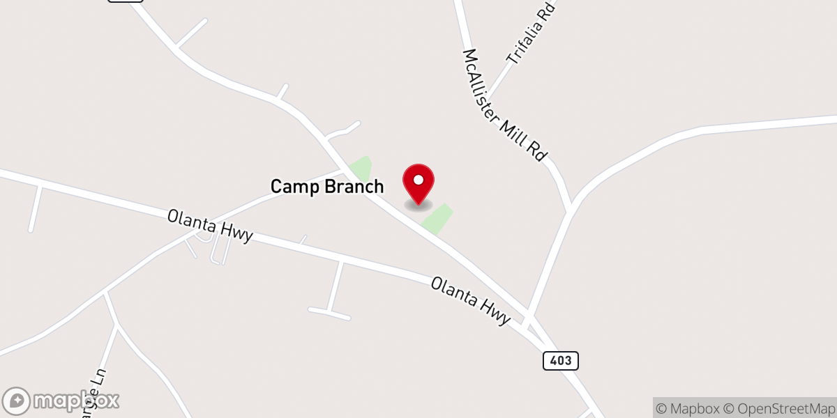 Map showing location of Camp Branch PH Church