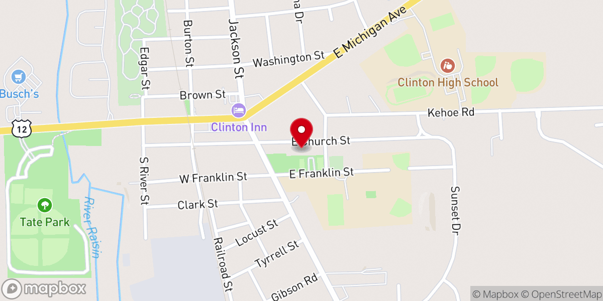 Map showing location of St John's Episcopal Church
