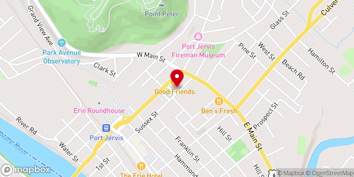 Map showing location of First Presbyterian Church of Port Jervis