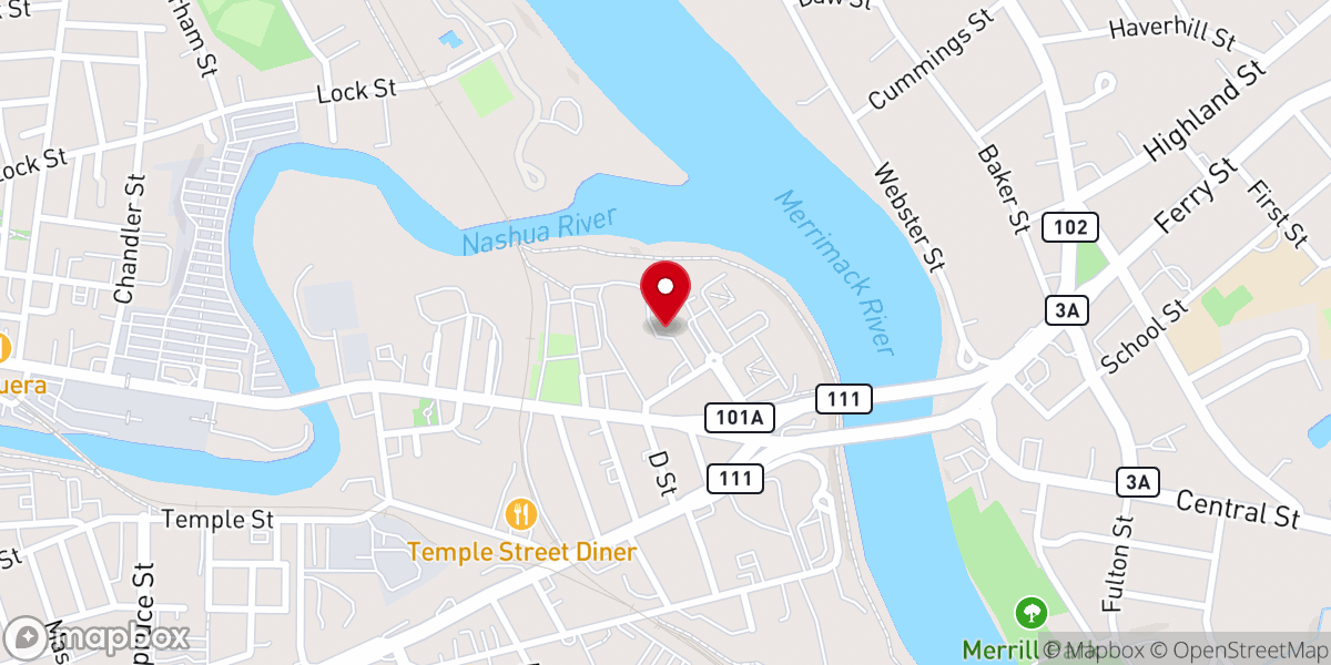 Map showing location of Cave Church -Igreja brasileira em Nashua NH
