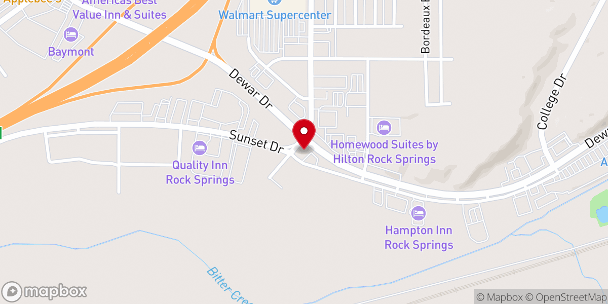 Map showing location of Rock Springs Chamber of Commerce