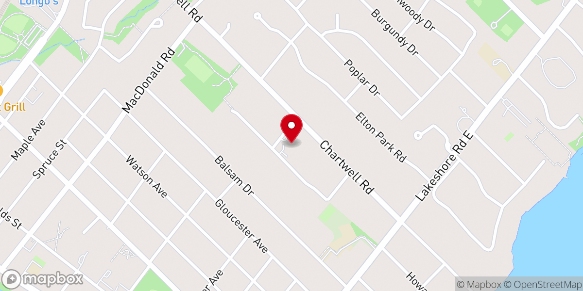 Map showing location of Chartwell Church Oakville