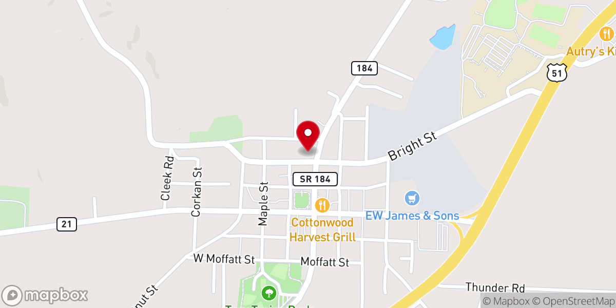 Map showing location of Troy Cumberland Presbyterian Church