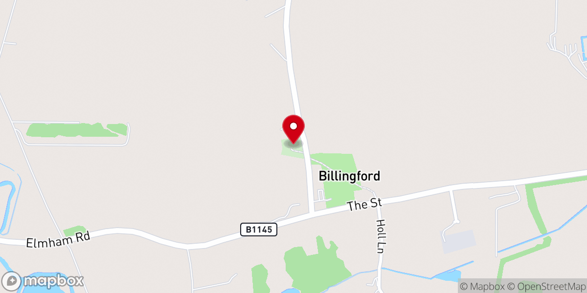 Map showing location of St Peter Church, Billingford