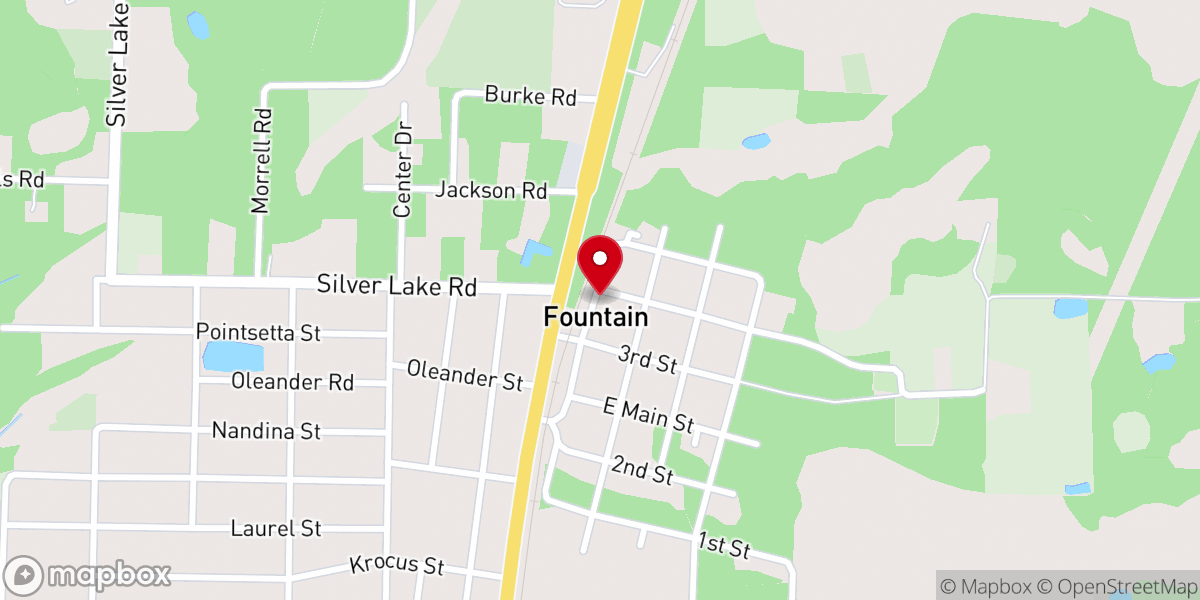 Map showing location of Fountain First Assembly of God